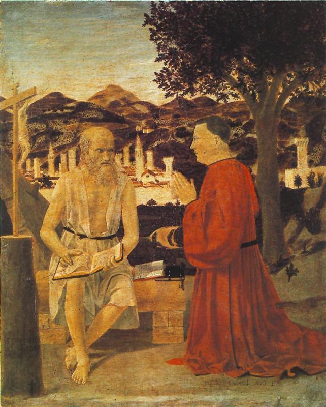 Piero della Francesca Saint Jerome and a Donor Norge oil painting art